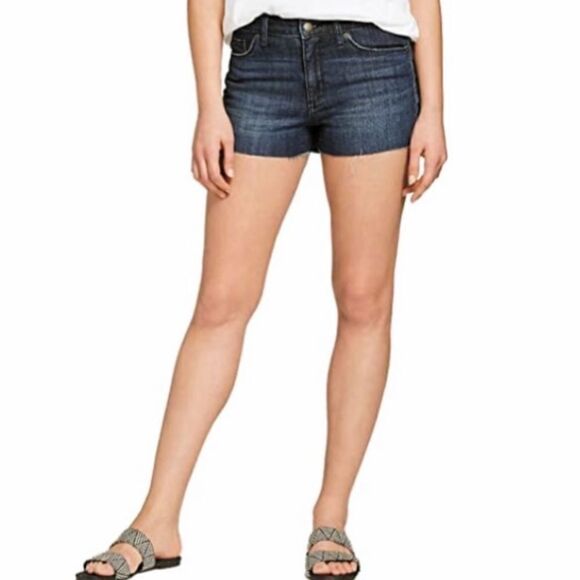 Nwt DARK DENIM HIGH RISE SHORTIE SHORTS - Picture 4 of 7